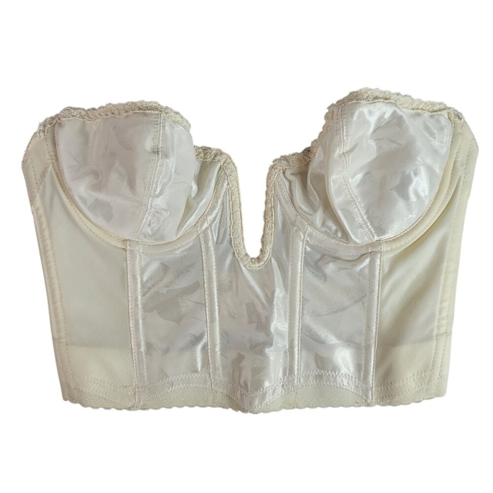 Smoothie Backless Bra Cream 36B Longline Strapless Plunge Underwire Vintage READ